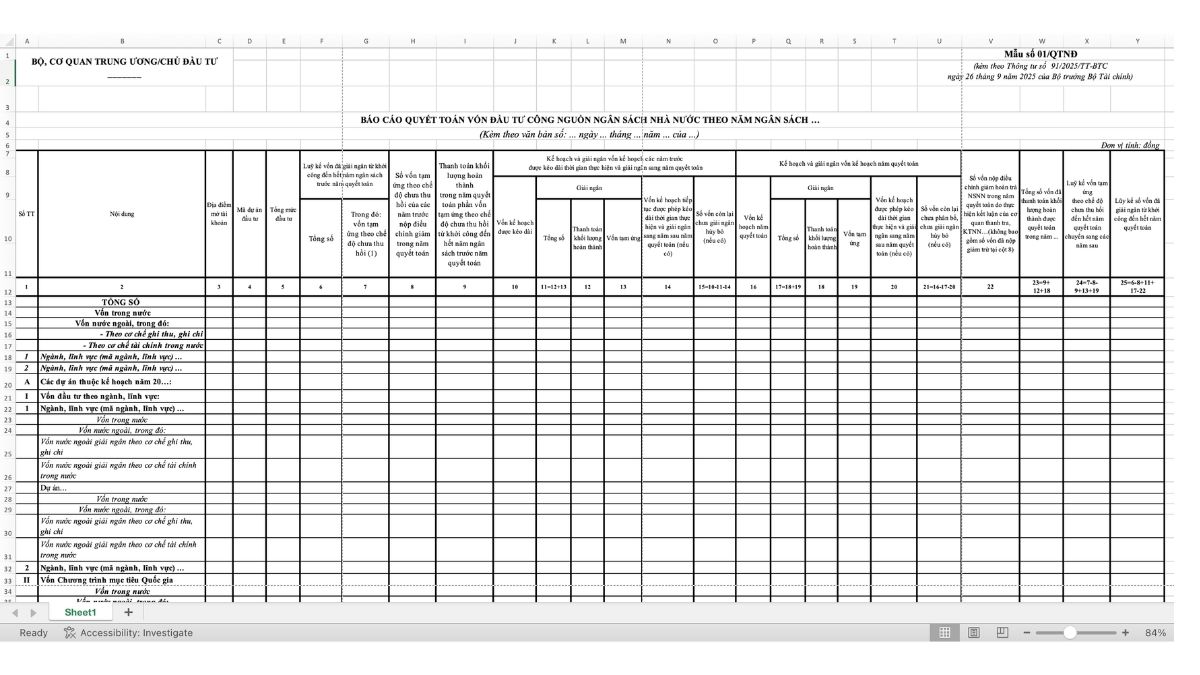 Biểu số 01/QTĐT