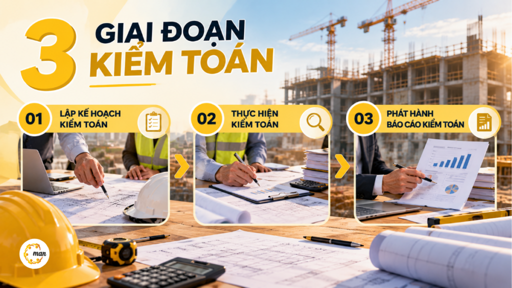 Quy trình kiểm toán dự án đầu tư xây dựng gồm 3 giai đoạn theo Nghị định 193/202