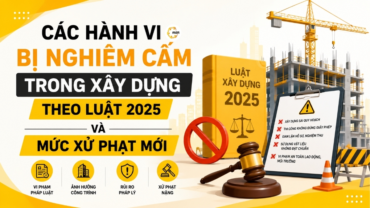 Các hành vi bị nghiêm cấm trong xây dựng theo Luật 2025 và mức xử phạt mới