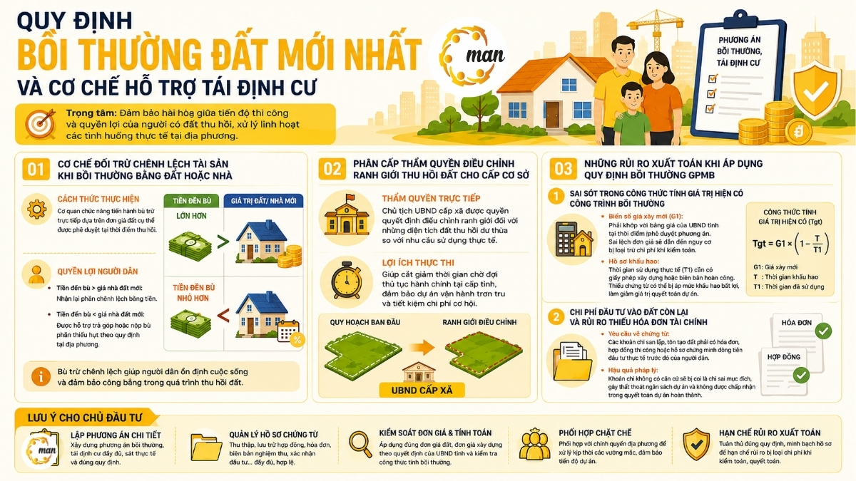 Quản lý chi phí bồi thường thực tế và tình huống điều chỉnh ranh giới Để minh chứng cho tính hiệu quả của các quy định mới, hãy cùng phân tích một tình huống cụ thể tại dự án hạ tầng khu công nghiệp tại Long An vào quý 2 năm 2026. Sau khi xác định lại ti