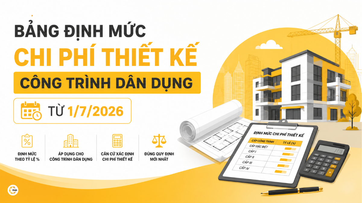 Bảng định mức chi phí thiết kế công trình dân dụng từ 1/7/2026