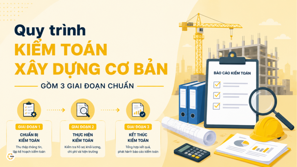 Quy trình kiểm toán xây dựng cơ bản gồm 3 giai đoạn chuẩn