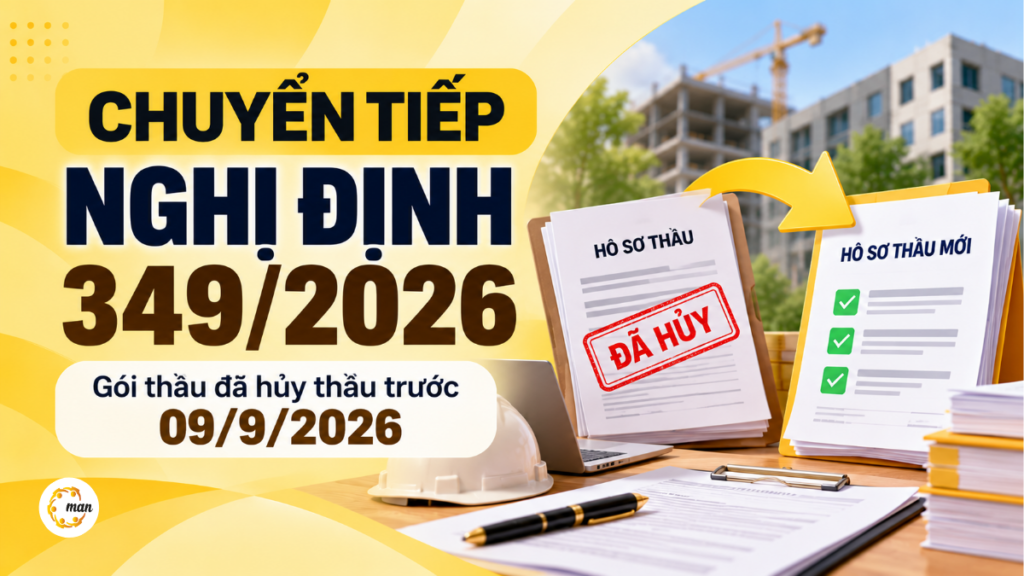 Chuyển tiếp Nghị định 349/2026/NĐ-CP với gói thầu đã hủy thầu trước ngày 09/9/2026