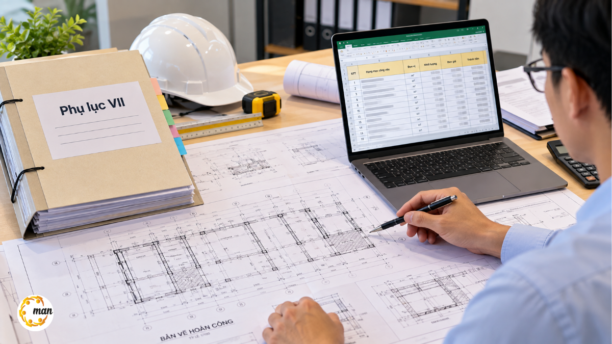Đối chiếu bản vẽ hoàn công với khối lượng quyết toán khi hoàn công công trình