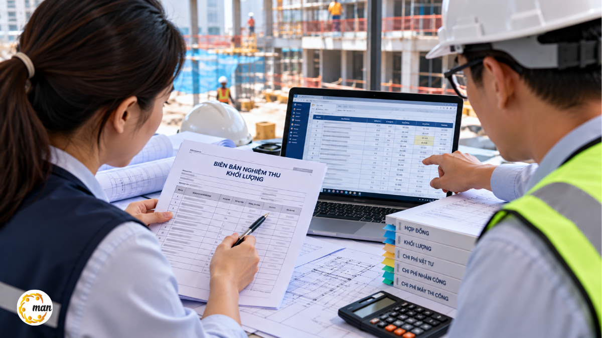 Đối chiếu chứng từ kế toán với biên bản nghiệm thu công trình xây dựng