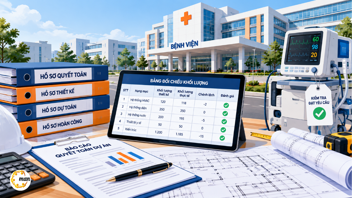 Kiểm toán công trình bệnh viện, đối chiếu hồ sơ quyết toán và thiết bị y tế