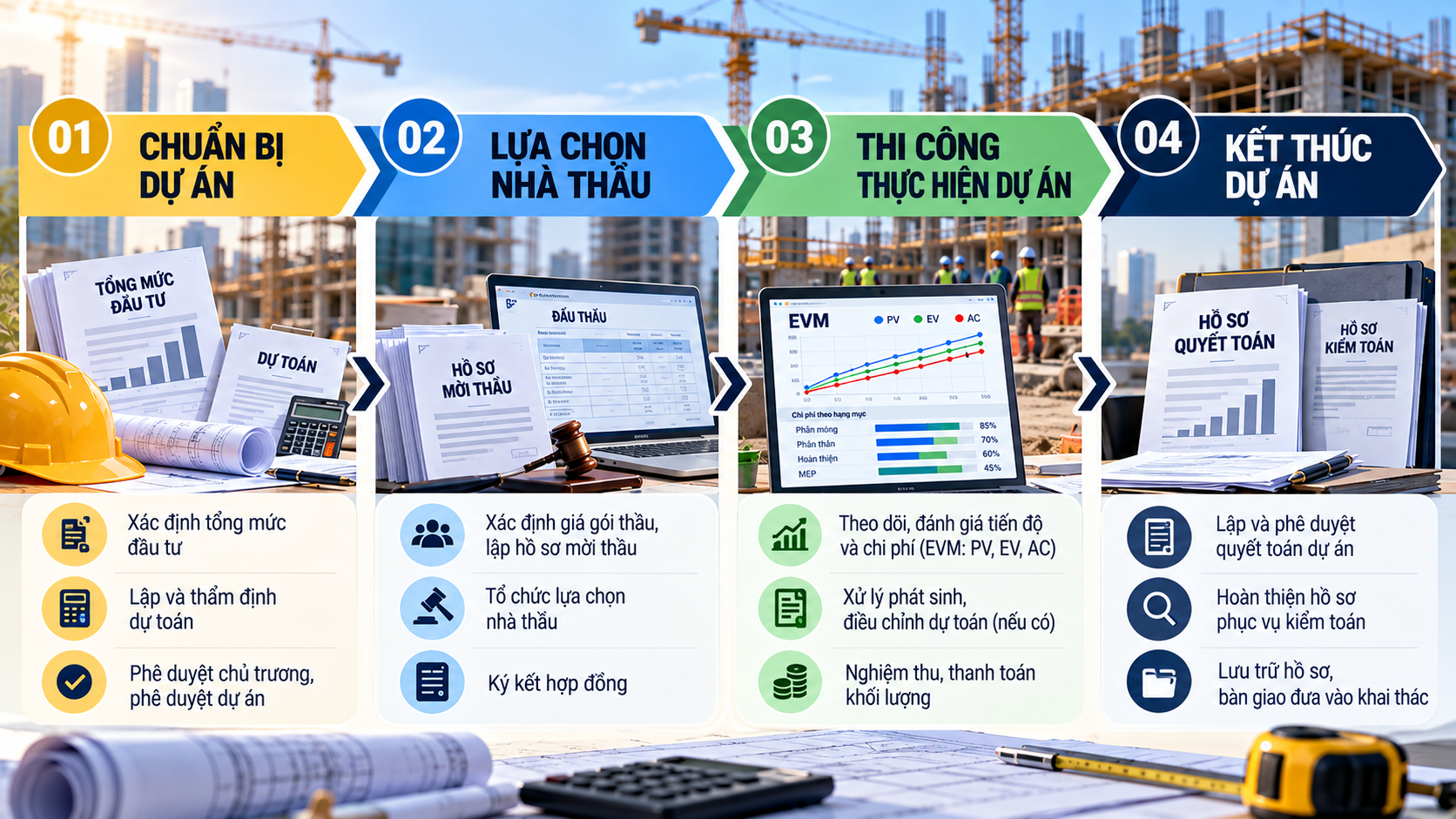 Nội dung dịch vụ cost control xây dựng theo từng giai đoạn dự án